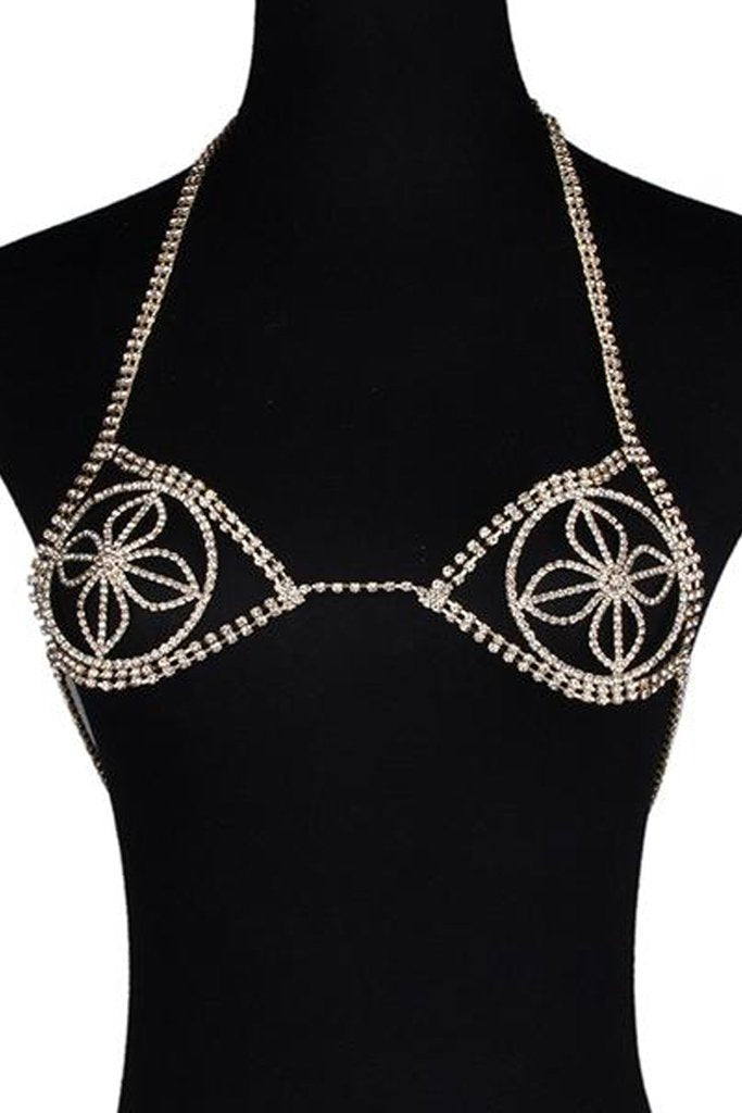 Keondra Rhinestone Bra Body Necklace