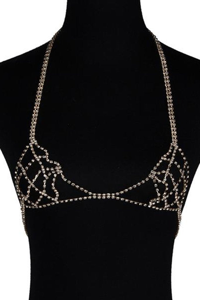Keondra Rhinestone Bra Body Necklace