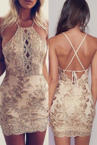 Image of Hallie Embroidered Halter Dress