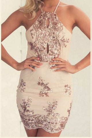 Image of Hallie Embroidered Halter Dress