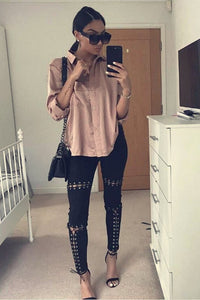 Iggy Skinny Suede Lace-up Pants